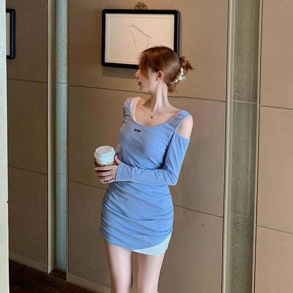 anglo-american winter long sleeve off-the-shoulder false two blue waist elastic packet buttock dress casual dresses, Black;gray
anglo-american winter long sleeve off-the-shoulder false two blue waist elastic packet buttock dress casual dresses, Black;gray