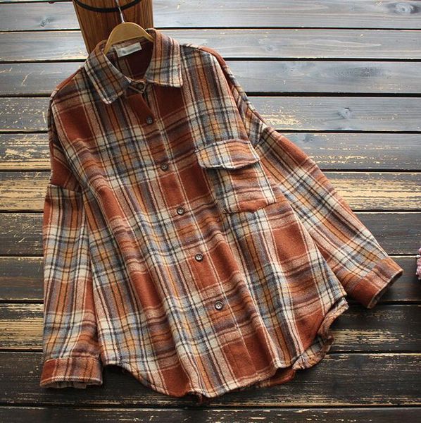 plaid women shirt 2021 winter pockets long sleeve brushed cotton loose thick casual big size mori girl blouse women's blouses & shirts, White
plaid women shirt 2021 winter pockets long sleeve brushed cotton loose thick casual big size mori girl blouse women's blouses & shirts, White