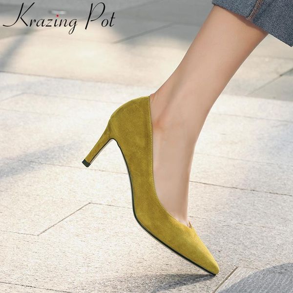 dress shoes krazing pot solid genuine leather shallow pointed toe concise high heels summer office lady elegant ins women pumps l63, Black
dress shoes krazing pot solid genuine leather shallow pointed toe concise high heels summer office lady elegant ins women pumps l63, Black