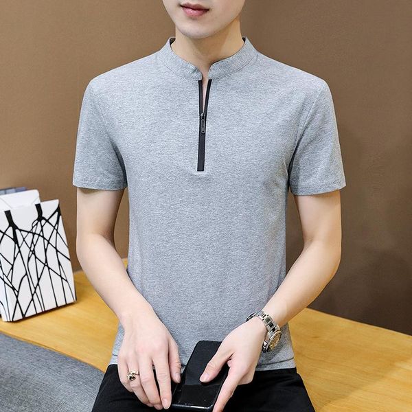 men's polos summer t shirt for men 2021 solid color stand silm fit clothing casual 95% cotton short sleeve tee, White;black
men's polos summer t shirt for men 2021 solid color stand silm fit clothing casual 95% cotton short sleeve tee, White;black