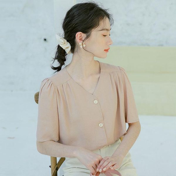 women's blouses & shirts ailegogo summer women elegant single breasted blouse casual female v neck loose beige short sleeve ladies pin, White
women's blouses & shirts ailegogo summer women elegant single breasted blouse casual female v neck loose beige short sleeve ladies pin, White