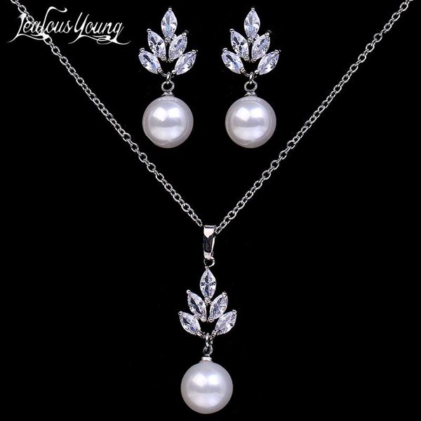 earrings & necklace luxury cz zirconia simulated pearl pendant sets fashion ceystal elegant women wedding accessories, Silver
earrings & necklace luxury cz zirconia simulated pearl pendant sets fashion ceystal elegant women wedding accessories, Silver