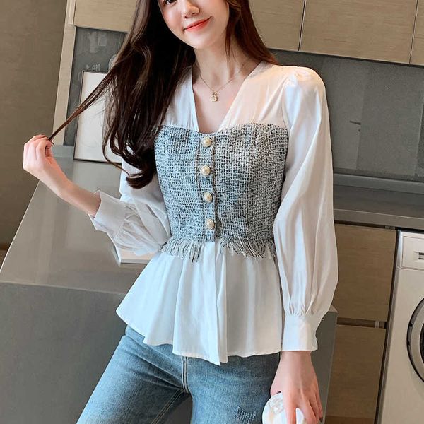 autumn tassel long sleeve shirt fashion office lady korean style women spliced chiffon blouse v-neck feminina shirt 210529, White
autumn tassel long sleeve shirt fashion office lady korean style women spliced chiffon blouse v-neck feminina shirt 210529, White