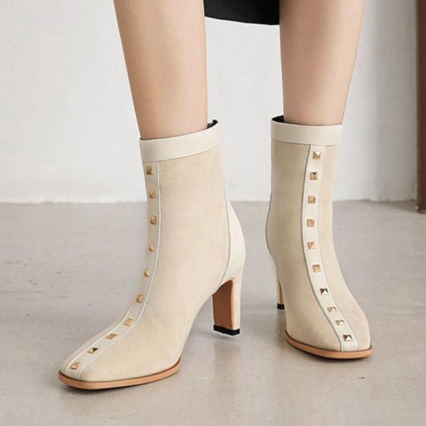 boots fanyuan fashion ankle square toe high heels shoes rivets flock zipper women winter female footwear size 34-43, Black
boots fanyuan fashion ankle square toe high heels shoes rivets flock zipper women winter female footwear size 34-43, Black