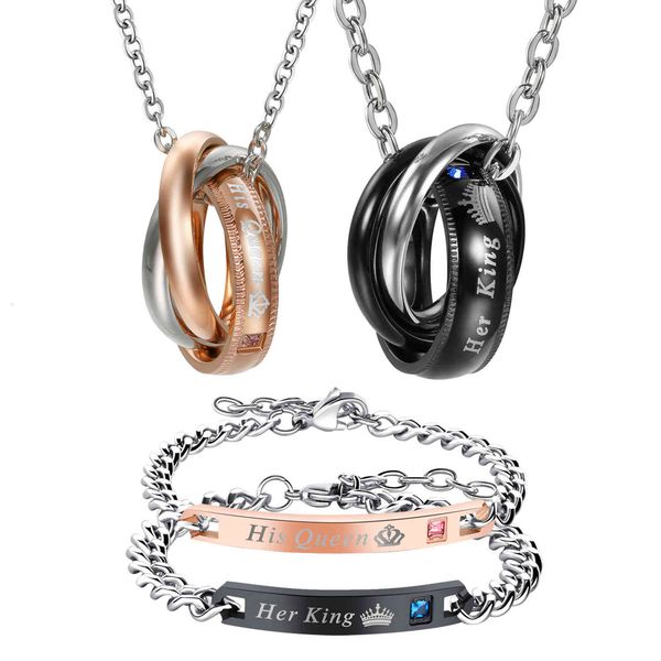 jewelry sets boniskiss his queen her king id bracelets necklace ring fashion charm crown couple gifts valentine's gift, Black
jewelry sets boniskiss his queen her king id bracelets necklace ring fashion charm crown couple gifts valentine's gift, Black