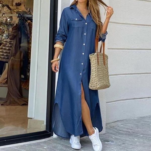 casual dresses 2021 women spring single breasted button long shirt dress elegant turn-down collar slit boho autumn sleeve maxi, Black;gray
casual dresses 2021 women spring single breasted button long shirt dress elegant turn-down collar slit boho autumn sleeve maxi, Black;gray