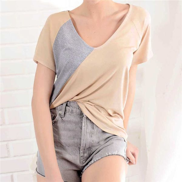 women's t-shirt summer short sleeve womens tshirt solid color crew neck panelled tees fashion casual female clothing 3xd2, White
women's t-shirt summer short sleeve womens tshirt solid color crew neck panelled tees fashion casual female clothing 3xd2, White