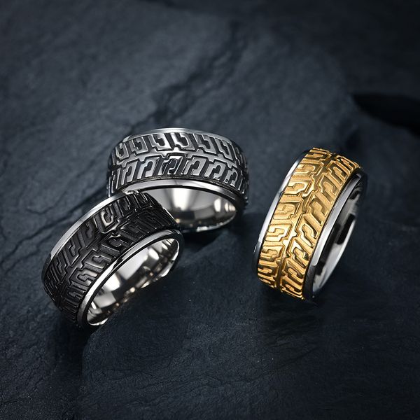 18k titanium steel spinning car tires men's band rings platinum fashion wedding anniversary european american style jewelry not fade, Silver
18k titanium steel spinning car tires men's band rings platinum fashion wedding anniversary european american style jewelry not fade, Silver