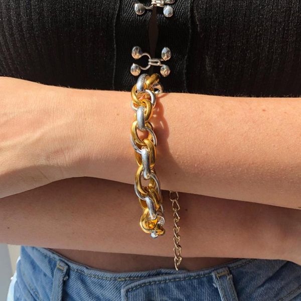 charm bracelets 2021 punk gold sliver mixed color chunky chain for women hiphop thick wrist jewelry gift wholesale, Golden;silver
charm bracelets 2021 punk gold sliver mixed color chunky chain for women hiphop thick wrist jewelry gift wholesale, Golden;silver