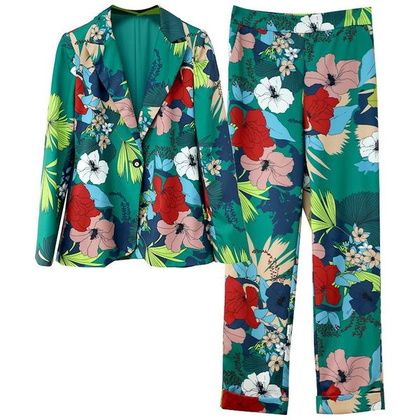 women's two piece pants fashion vintage print blazer set long sleeve casual single-breasted slim jacket elegant temperament pant suits, White
women's two piece pants fashion vintage print blazer set long sleeve casual single-breasted slim jacket elegant temperament pant suits, White