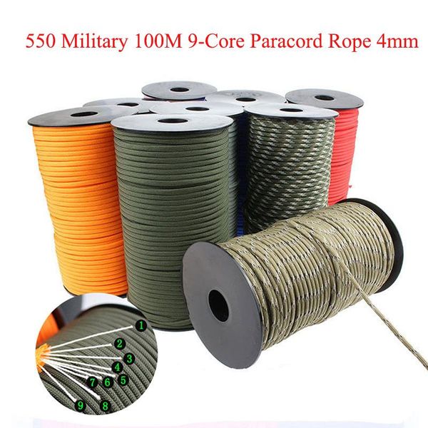 standard military 7 9-core paracord rope 100m 550 4mm outdoor parachute cord survival umbrella tent lanyard tactical strap gadgets
standard military 7 9-core paracord rope 100m 550 4mm outdoor parachute cord survival umbrella tent lanyard tactical strap gadgets