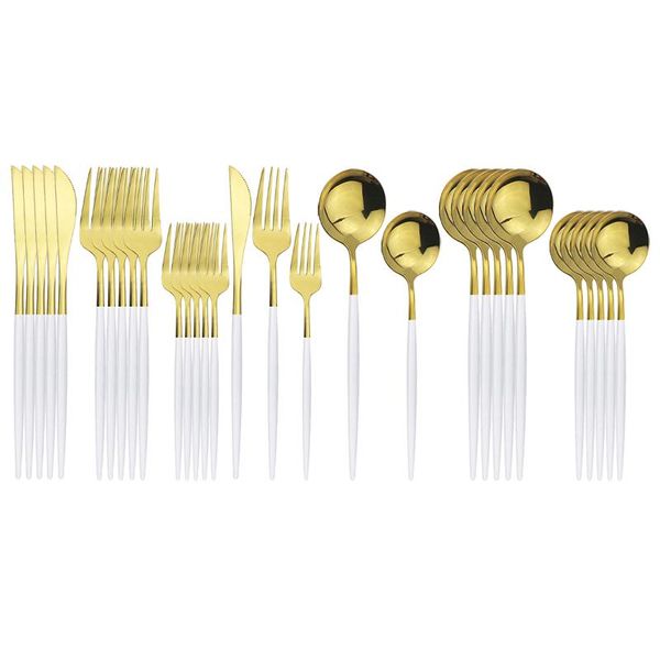 dinnerware sets 30pcs white gold cutlery set stainless steel knife fork dessert spoons flatware kitchen tableware silverware
dinnerware sets 30pcs white gold cutlery set stainless steel knife fork dessert spoons flatware kitchen tableware silverware