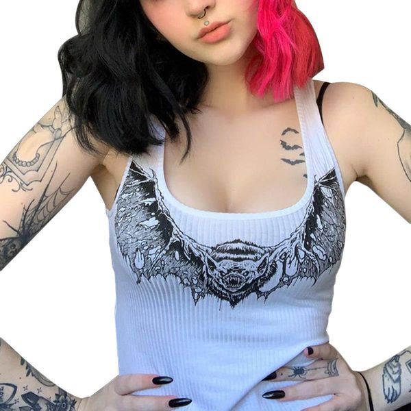 women tank gothic style print slim fit club ladies casual crop streetwear clubwear tee shirt femme, White
women tank gothic style print slim fit club ladies casual crop streetwear clubwear tee shirt femme, White
