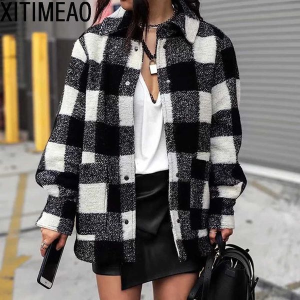 vintage stylish pockets plaid loose woolen jacket coat women fashion lapel collar long sleeve female outerwear chic 210604, Black;brown
vintage stylish pockets plaid loose woolen jacket coat women fashion lapel collar long sleeve female outerwear chic 210604, Black;brown