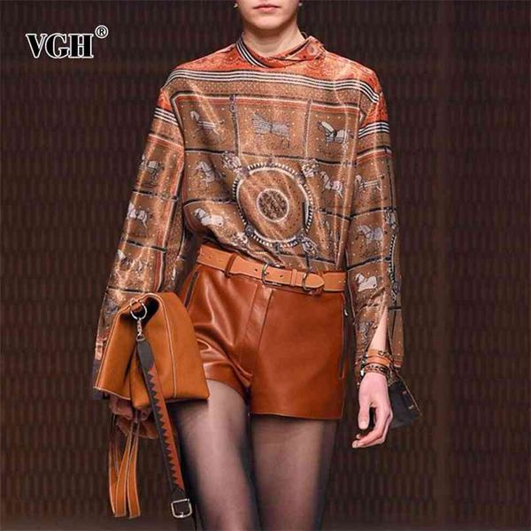 vintage print two piece set for women half high collar long sleeve waist pu leather shorts female sets 210531, White
vintage print two piece set for women half high collar long sleeve waist pu leather shorts female sets 210531, White