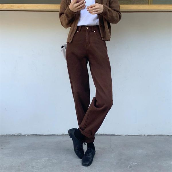 women's pants & capris hzirip vintage coffee high waist jeans women 2021 ol denim spring autumn straight boyfriend for woman clothes, Black;white
women's pants & capris hzirip vintage coffee high waist jeans women 2021 ol denim spring autumn straight boyfriend for woman clothes, Black;white