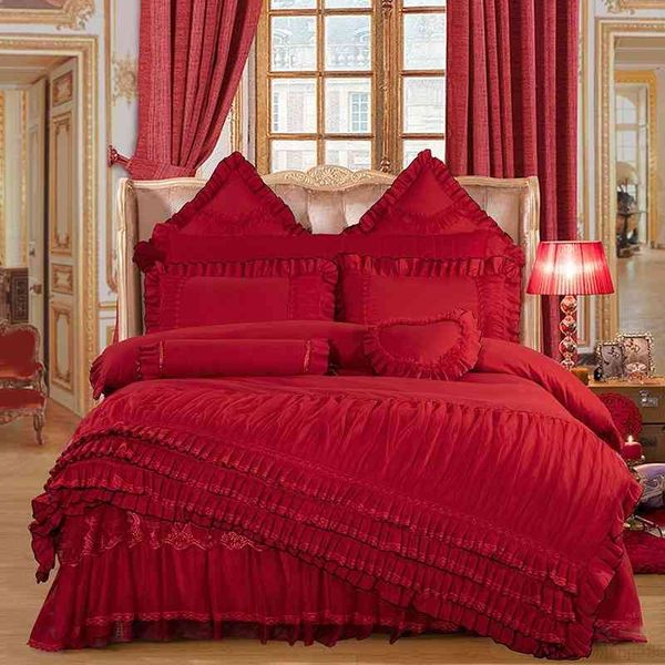 4pcs red pink romantic bed sets-multi layers ruffles with lace princess girls bedding set (1duvet cover 1bedskirt 2 pillowcases)
4pcs red pink romantic bed sets-multi layers ruffles with lace princess girls bedding set (1duvet cover 1bedskirt 2 pillowcases)