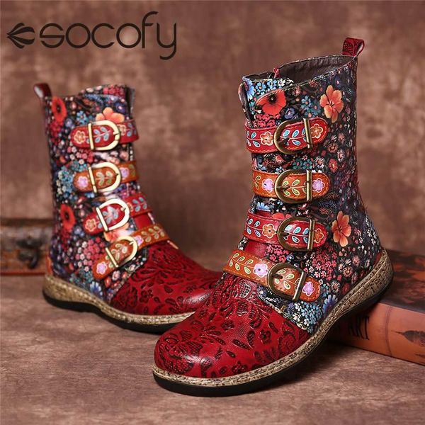 boots socofy women retro printed metal buckle genuine leather zipper ankle ladies shoes botines mujer 2021, Black
boots socofy women retro printed metal buckle genuine leather zipper ankle ladies shoes botines mujer 2021, Black