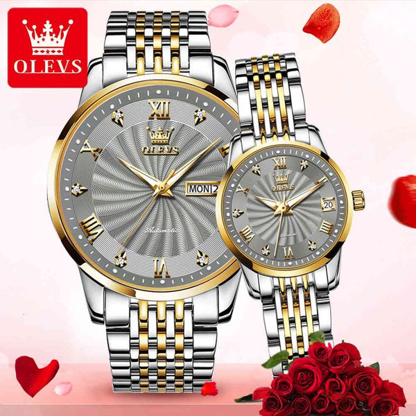 olevs couple automatic mechanical clock luxury men/women business casual style romantic calendar waterproof, Slivery;brown
olevs couple automatic mechanical clock luxury men/women business casual style romantic calendar waterproof, Slivery;brown