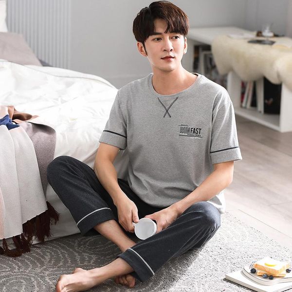 elastic waist homewear summer handsome men pajamas set cotton gray sleepwear casual short sleeve solid color trousers plus size men's, Black;brown
elastic waist homewear summer handsome men pajamas set cotton gray sleepwear casual short sleeve solid color trousers plus size men's, Black;brown