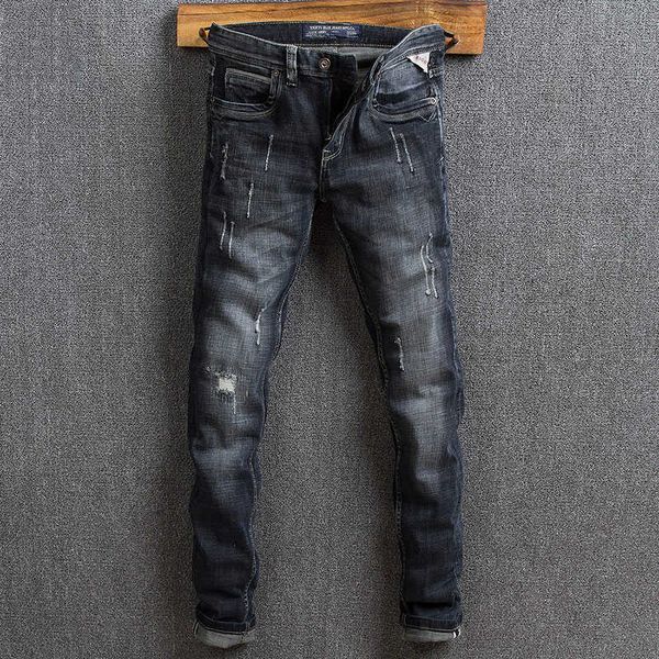 men's jeans italian style fashion retro black blue slim fit ripped for vintage designer casual denim pants pa07
men's jeans italian style fashion retro black blue slim fit ripped for vintage designer casual denim pants pa07