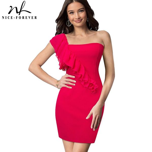 nice-forever summer women fashion one shoulder ruffle dresses club party bodycon slim dress bty273 210419, White
nice-forever summer women fashion one shoulder ruffle dresses club party bodycon slim dress bty273 210419, White