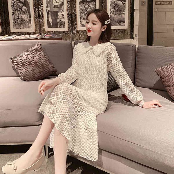 women lace dress vintage long sleeve casual peter pan collar payty dresses fashion female hollow out vestidos spring summer 210423, Black;gray
women lace dress vintage long sleeve casual peter pan collar payty dresses fashion female hollow out vestidos spring summer 210423, Black;gray