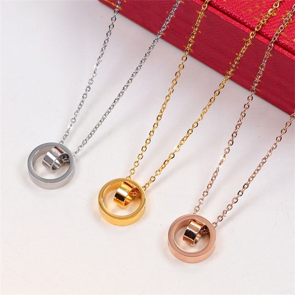 dual circle pendant rose gold silver color necklace for women diamonds necklaces charm steel vintage collar costume jewelry with dust bag wo
dual circle pendant rose gold silver color necklace for women diamonds necklaces charm steel vintage collar costume jewelry with dust bag wo