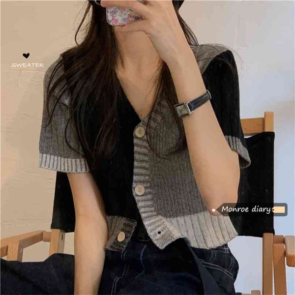 stitching with knitwear cardigan short sleeve t-shirt spring women's slim fit fashion 210529, White
stitching with knitwear cardigan short sleeve t-shirt spring women's slim fit fashion 210529, White