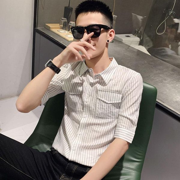 men's casual shirts short-sleeved shirt summer korean version of the trendy handsome youth student spirit guy tide brand striped, White;black
men's casual shirts short-sleeved shirt summer korean version of the trendy handsome youth student spirit guy tide brand striped, White;black