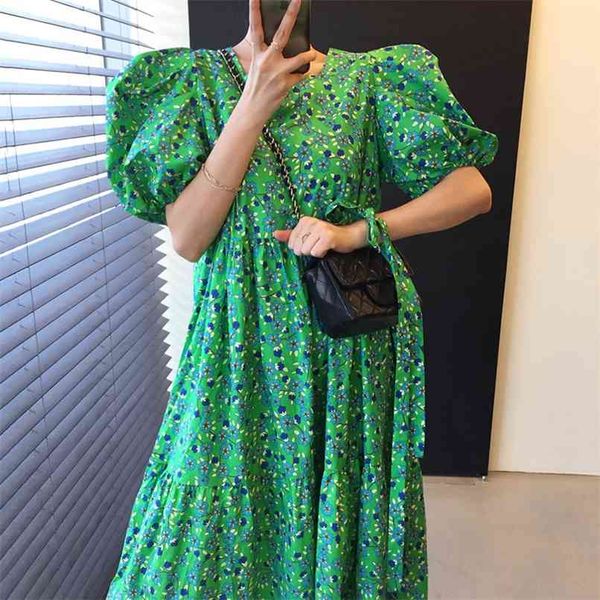 women dress korean fashion chic summer green flower square neck lace up waist loose ruffle dresses long vestido 210529, Black;gray
women dress korean fashion chic summer green flower square neck lace up waist loose ruffle dresses long vestido 210529, Black;gray