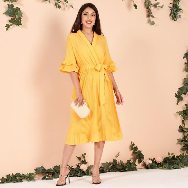 party dresses women's long skirt, summer 2021 series, unified yellow, v-neck, petal sleeve, bow, corset, hem, noble, soft and largest, White;black
party dresses women's long skirt, summer 2021 series, unified yellow, v-neck, petal sleeve, bow, corset, hem, noble, soft and largest, White;black
