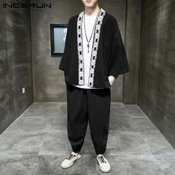 men's tracksuits incerun men vintage patchwork sets long sleeve lace up cardigan shirts elastic waist pants 2 pieces chinese style suit, Gray
men's tracksuits incerun men vintage patchwork sets long sleeve lace up cardigan shirts elastic waist pants 2 pieces chinese style suit, Gray