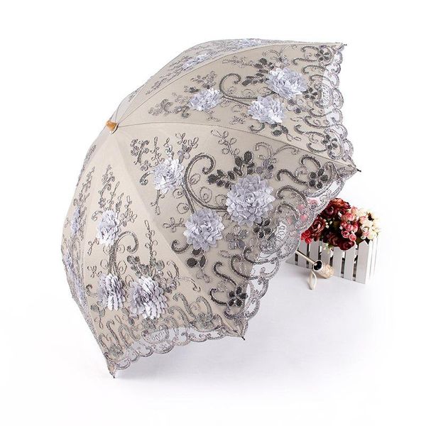 umbrellas fashion embroidery lace umbrella two folding black coating anti-uv parasol women flower rainy and sunny sunshade gifts 
umbrellas fashion embroidery lace umbrella two folding black coating anti-uv parasol women flower rainy and sunny sunshade gifts