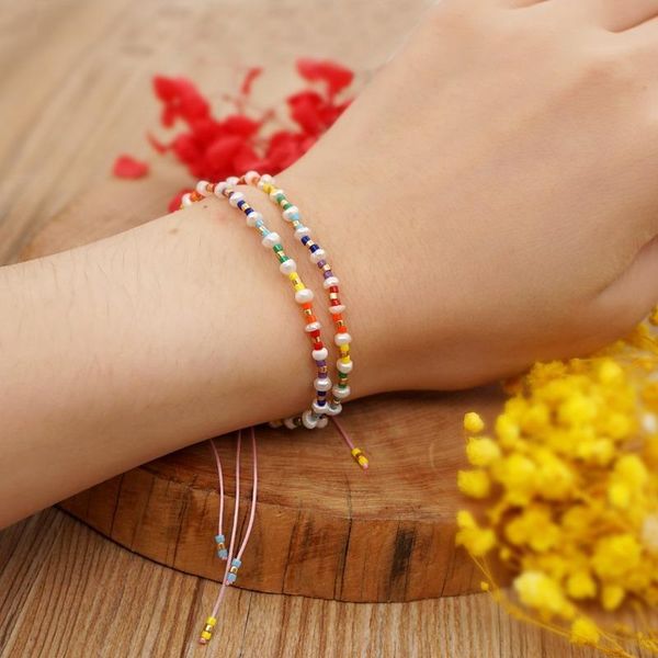beaded, strands 2021 charm bracelet pearl miyuki rice beads hand-woven rainbow beaded small bangles for women armband pulseras, Black 
beaded, strands 2021 charm bracelet pearl miyuki rice beads hand-woven rainbow beaded small bangles for women armband pulseras, Black