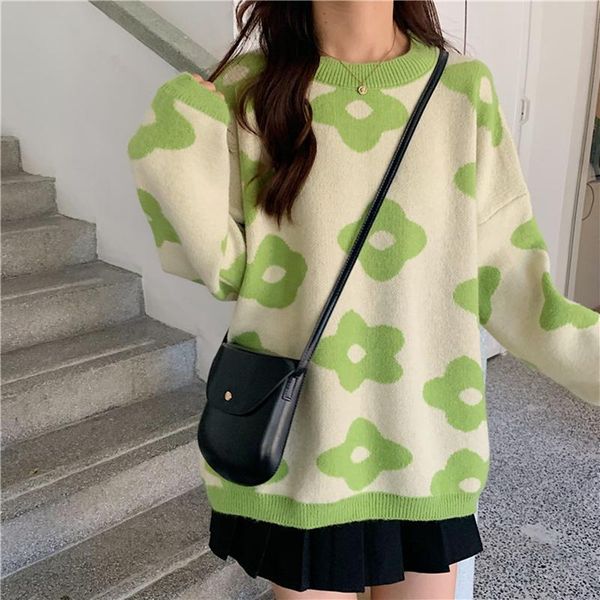 women's sweaters long sleeve knitted pullover flower 2021 winter fashion oversized tricot jersey jumper pull women, White;black
women's sweaters long sleeve knitted pullover flower 2021 winter fashion oversized tricot jersey jumper pull women, White;black