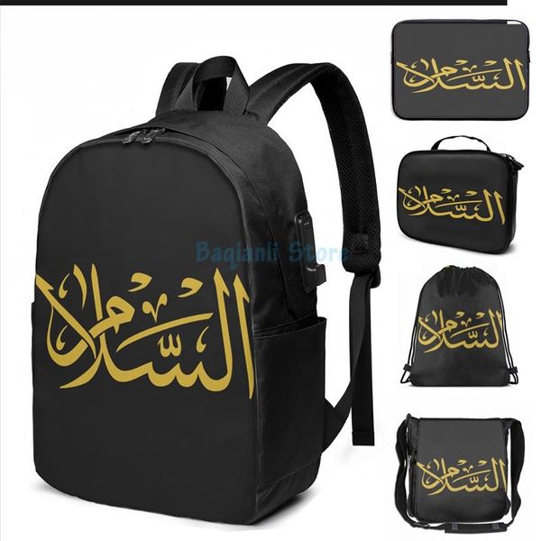 funny graphic print peace (arabic calligraphy) usb charge backpack men school bags women bag travel laptop
funny graphic print peace (arabic calligraphy) usb charge backpack men school bags women bag travel laptop