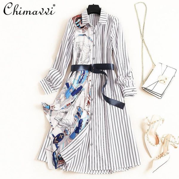 casual dresses fashionable striped long-sleeve shirt dress 2021 spring satin patchwork feminine single-breasted slim midi, Black;gray
casual dresses fashionable striped long-sleeve shirt dress 2021 spring satin patchwork feminine single-breasted slim midi, Black;gray