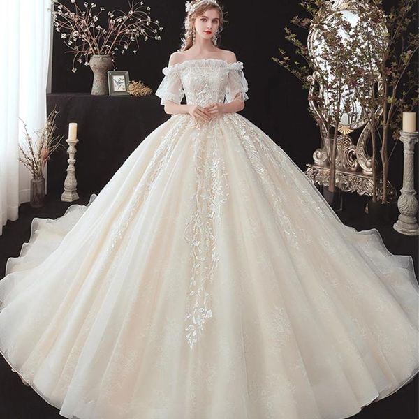 other wedding dresses robe de mariée romantic elegant lace flower embroidery princess dress 2021 champagne boat neck luxury sequins bride go, White
other wedding dresses robe de mariée romantic elegant lace flower embroidery princess dress 2021 champagne boat neck luxury sequins bride go, White