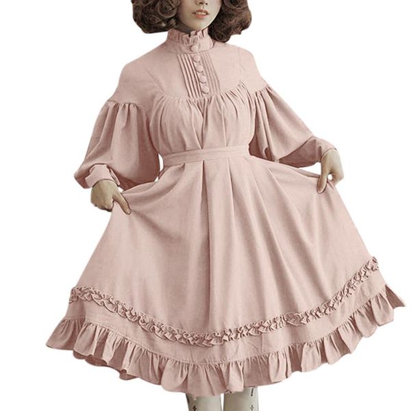 casual dresses vintage dress women stand collar lace lantern sleeve long autumn plus size pink woman party night, Black;gray
casual dresses vintage dress women stand collar lace lantern sleeve long autumn plus size pink woman party night, Black;gray