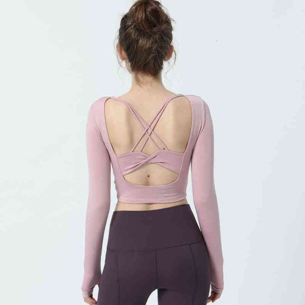 women's t-shirt net red yoga long sleeve female fashion back fitns running sports, White
women's t-shirt net red yoga long sleeve female fashion back fitns running sports, White