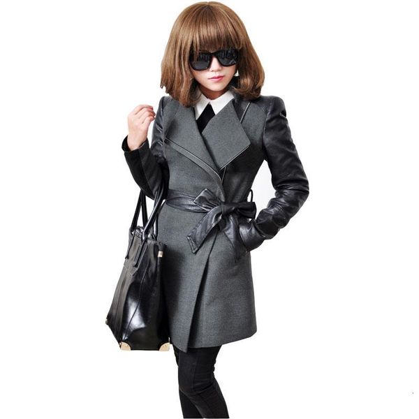 winter fall fashion women patchwork womens long wool pu leather sleeve jacket coat windbreaker fast, Black
winter fall fashion women patchwork womens long wool pu leather sleeve jacket coat windbreaker fast, Black