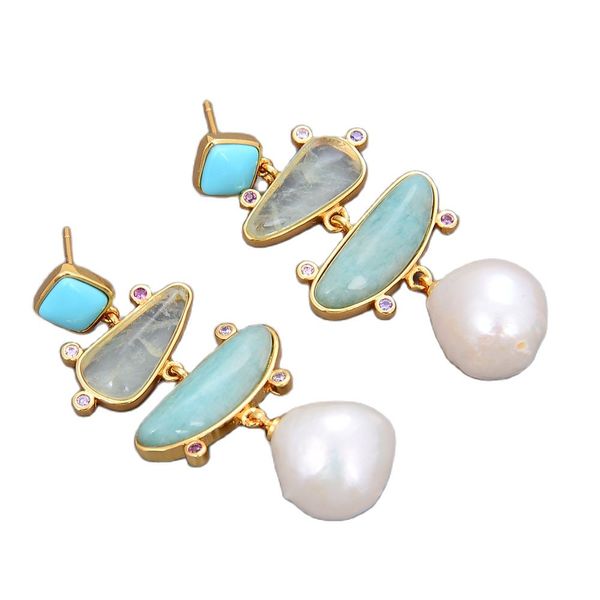 guaiguai jewelry freshwater white pearl blue turquoise green amazonite dangle stud earrings handmade for women real gems stone lady fashion, Silver
guaiguai jewelry freshwater white pearl blue turquoise green amazonite dangle stud earrings handmade for women real gems stone lady fashion, Silver