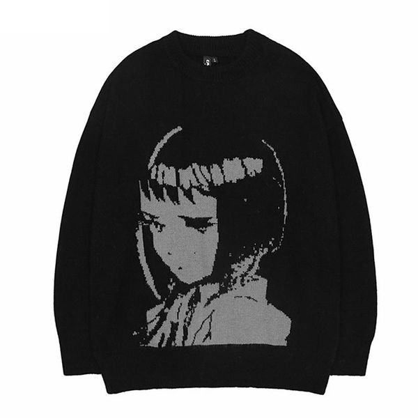 men's sweaters harajuku handsome pullover sweater oversized japanese anime cartoon style men and women print knitted long sleeves, White;black
men's sweaters harajuku handsome pullover sweater oversized japanese anime cartoon style men and women print knitted long sleeves, White;black