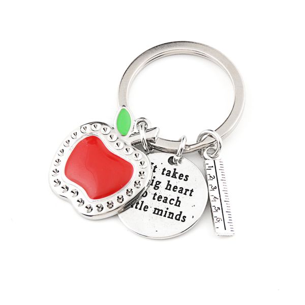 red apple ruler heart keychain teachers day gift keyring graduation for student jewelry e2398, Silver
red apple ruler heart keychain teachers day gift keyring graduation for student jewelry e2398, Silver