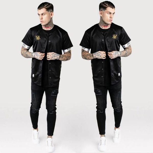 men's t-shirts baseball jersey sik silk embroidered casual short sleeve t-shirt street fashion hip hop suit, White;black
men's t-shirts baseball jersey sik silk embroidered casual short sleeve t-shirt street fashion hip hop suit, White;black
