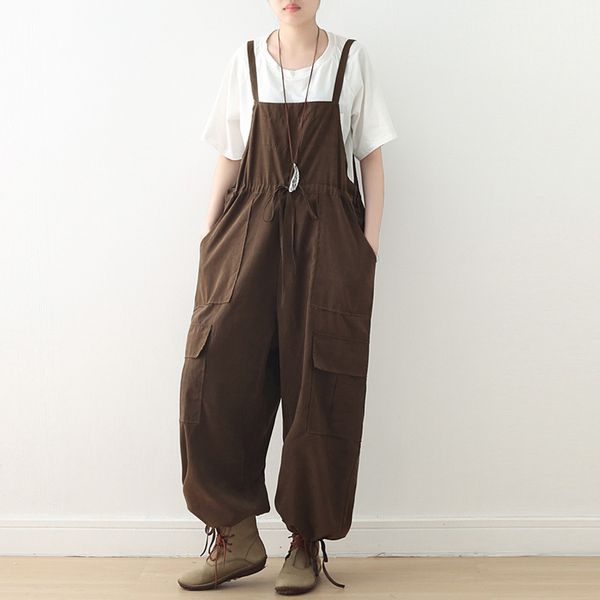 johnature women vintage jumpsuits patchwork pockets belt autumn coffee cotton blended women cloths loose fall jumpsuits 210521, Black;white
johnature women vintage jumpsuits patchwork pockets belt autumn coffee cotton blended women cloths loose fall jumpsuits 210521, Black;white