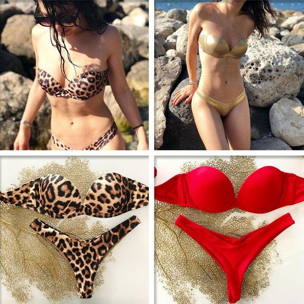 style fashion padded bra bikini set swimsuit women bandage push-up leopard triangle swimwear two-piece suits one-piece
style fashion padded bra bikini set swimsuit women bandage push-up leopard triangle swimwear two-piece suits one-piece