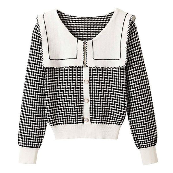 women's sweaters british style 2021 autumn winter ins women long sleeve sweater ladies fashion contrast color sailor collar loose knitt, White;black
women's sweaters british style 2021 autumn winter ins women long sleeve sweater ladies fashion contrast color sailor collar loose knitt, White;black