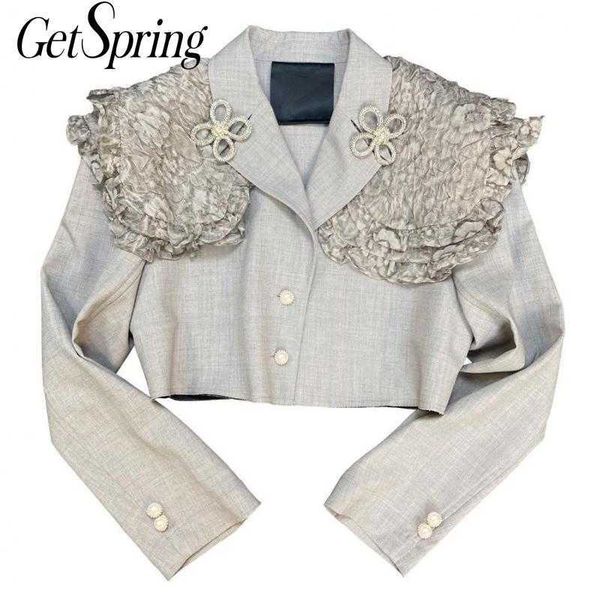 getspring women blazer patchwork vintage gray short blazers jackets all match casual diamond suit coats 210601, White;black
getspring women blazer patchwork vintage gray short blazers jackets all match casual diamond suit coats 210601, White;black